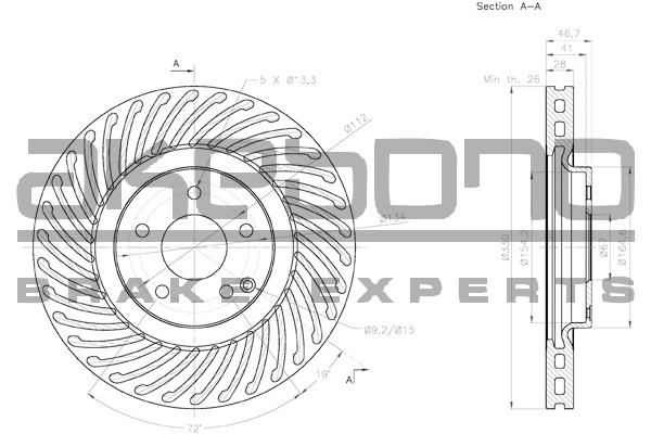 Akebono BN-0798 Front brake disc ventilated BN0798: Buy near me in Poland at 2407.PL - Good price!