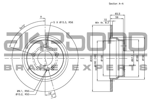 Akebono BN-0070 Bremsscheibe hinten, unbelüftet BN0070: Kaufen Sie zu einem guten Preis in Polen bei 2407.PL!