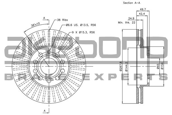 Akebono BN-0001 Front brake disc ventilated BN0001: Buy near me in Poland at 2407.PL - Good price!