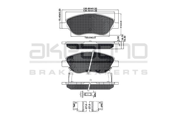 Akebono AN-936K Гальмівні колодки, комплект AN936K: Приваблива ціна - Купити у Польщі на 2407.PL!