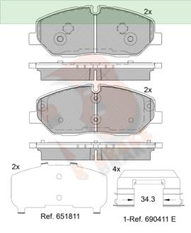 R Brake RB2268-204 Rear disc brake pads, set RB2268204: Buy near me in Poland at 2407.PL - Good price!