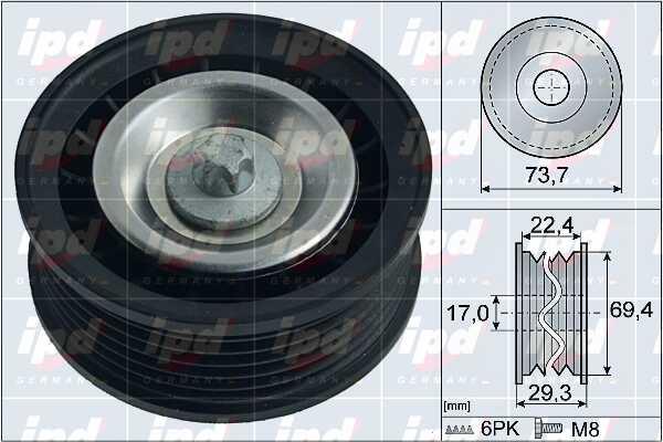 IPD 15-4075 V-ribbed belt tensioner (drive) roller 154075: Buy near me in Poland at 2407.PL - Good price!