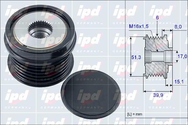 IPD 15-3907 Freewheel clutch, alternator 153907: Buy near me in Poland at 2407.PL - Good price!