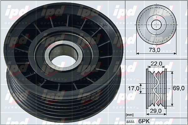 IPD 15-3906 V-ribbed belt tensioner (drive) roller 153906: Buy near me in Poland at 2407.PL - Good price!