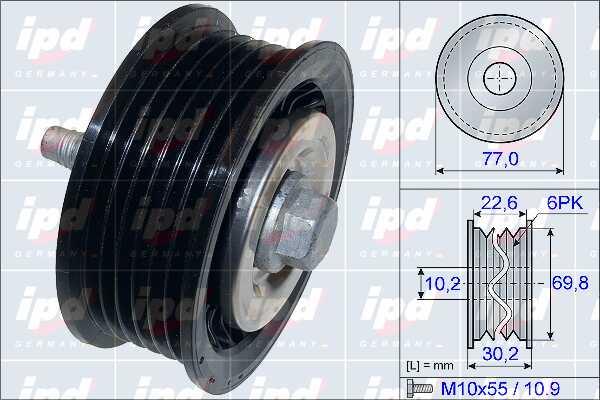 IPD 15-3876 V-ribbed belt tensioner (drive) roller 153876: Buy near me in Poland at 2407.PL - Good price!