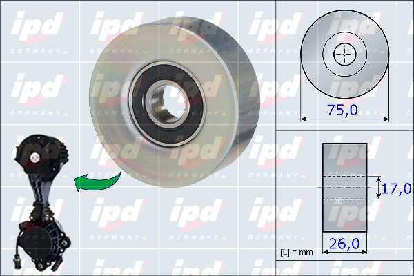 IPD 15-3875 V-ribbed belt tensioner (drive) roller 153875: Buy near me in Poland at 2407.PL - Good price!