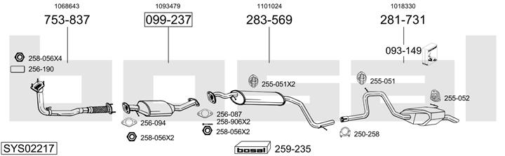 Bosal SYS02217 Система выпуска отработаных газов SYS02217: Отличная цена - Купить в Польше на 2407.PL!