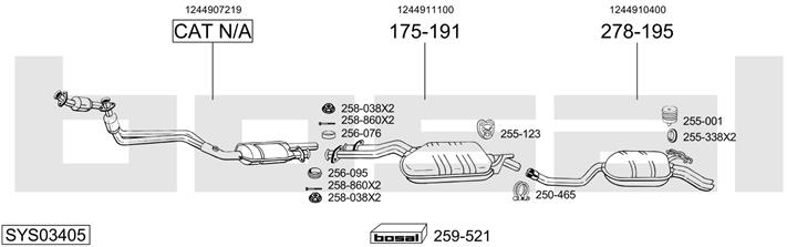 Bosal SYS03405 Система випуску відпрацьованих газів SYS03405: Приваблива ціна - Купити у Польщі на 2407.PL!