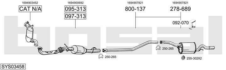 Full exhaust system for Mercedes B-Class (W245)
