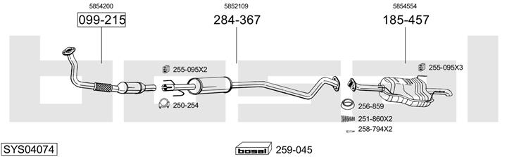 Bosal SYS04074 Система випуску відпрацьованих газів SYS04074: Приваблива ціна - Купити у Польщі на 2407.PL!