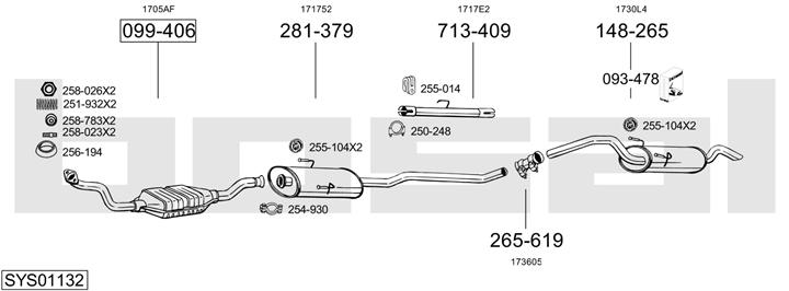 Bosal SYS01132 Система випуску відпрацьованих газів SYS01132: Приваблива ціна - Купити у Польщі на 2407.PL!