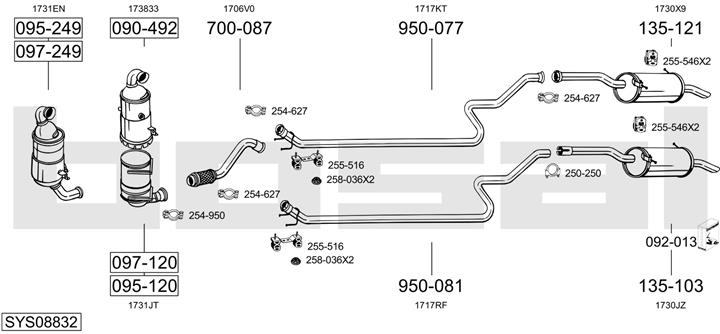 Bosal SYS08832 Система випуску відпрацьованих газів SYS08832: Приваблива ціна - Купити у Польщі на 2407.PL!