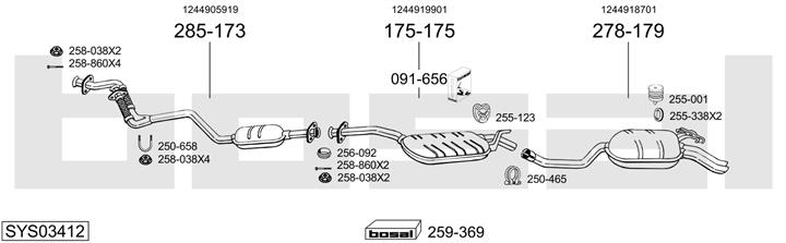 Bosal SYS03412 Система випуску відпрацьованих газів SYS03412: Приваблива ціна - Купити у Польщі на 2407.PL!