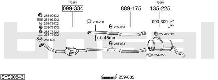 Bosal SYS00843 Exhaust system SYS00843: Buy near me in Poland at 2407.PL - Good price!