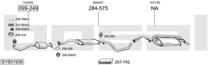 Bosal SYS01936 Система випуску відпрацьованих газів SYS01936: Приваблива ціна - Купити у Польщі на 2407.PL!