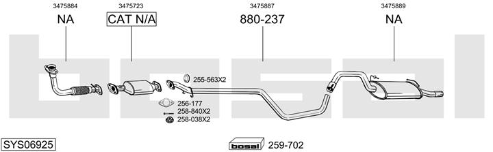 Bosal SYS06925 Система випуску відпрацьованих газів SYS06925: Приваблива ціна - Купити у Польщі на 2407.PL!