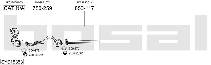 Bosal SYS15383 Система випуску відпрацьованих газів SYS15383: Приваблива ціна - Купити у Польщі на 2407.PL!