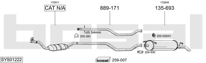 Bosal SYS01222 Система випуску відпрацьованих газів SYS01222: Приваблива ціна - Купити у Польщі на 2407.PL!