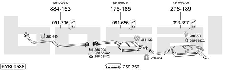 Bosal SYS09538 Система випуску відпрацьованих газів SYS09538: Приваблива ціна - Купити у Польщі на 2407.PL!