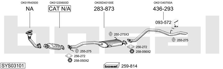 Bosal SYS03101 Система випуску відпрацьованих газів SYS03101: Приваблива ціна - Купити у Польщі на 2407.PL!