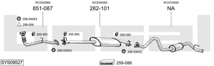 Bosal SYS09527 Система випуску відпрацьованих газів SYS09527: Приваблива ціна - Купити у Польщі на 2407.PL!
