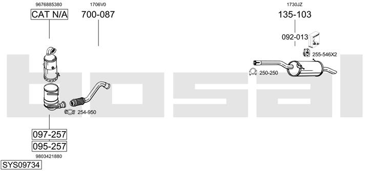 Bosal SYS09734 Система випуску відпрацьованих газів SYS09734: Приваблива ціна - Купити у Польщі на 2407.PL!