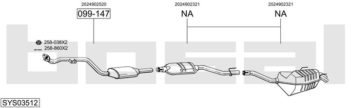 Bosal SYS03512 Система выпуска отработаных газов SYS03512: Отличная цена - Купить в Польше на 2407.PL!