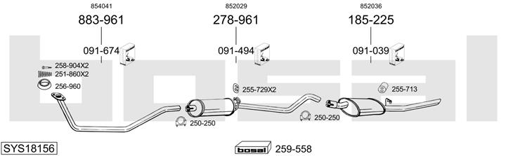 Bosal SYS18156 Schalldaempfer, komplett SYS18156: Kaufen Sie zu einem guten Preis in Polen bei 2407.PL!