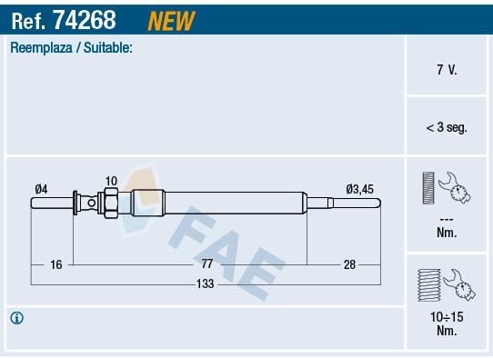 FAE 74268 Glow plug 74268: Buy near me in Poland at 2407.PL - Good price!