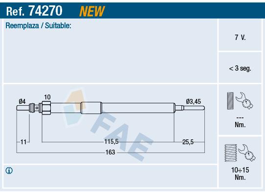 FAE 74270 Glow plug 74270: Buy near me in Poland at 2407.PL - Good price!