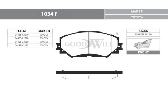 Goodwill 1034 F Тормозные колодки дисковые, комплект 1034F: Отличная цена - Купить в Польше на 2407.PL!