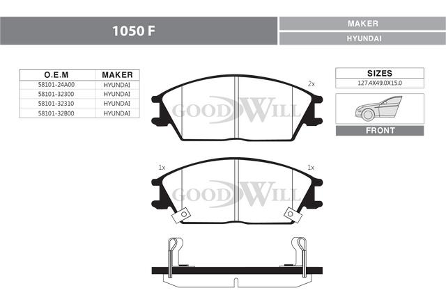 Goodwill 1050 F Brake Pad Set, disc brake 1050F: Buy near me in Poland at 2407.PL - Good price!