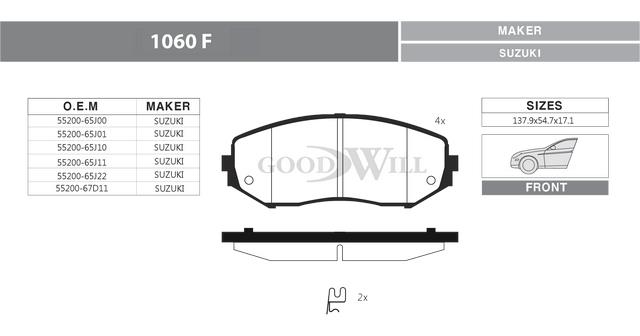 Goodwill 1060 F Brake Pad Set, disc brake 1060F: Buy near me in Poland at 2407.PL - Good price!