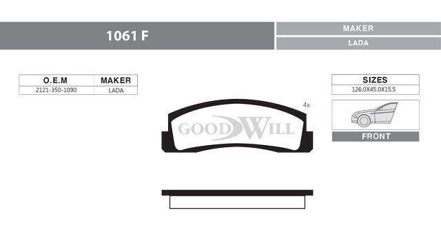 Goodwill 1061 F Тормозные колодки дисковые, комплект 1061F: Отличная цена - Купить в Польше на 2407.PL!