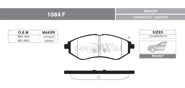 Goodwill 1084 F Brake Pad Set, disc brake 1084F: Buy near me in Poland at 2407.PL - Good price!