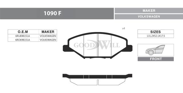 Goodwill 1090 F Brake Pad Set, disc brake 1090F: Buy near me in Poland at 2407.PL - Good price!