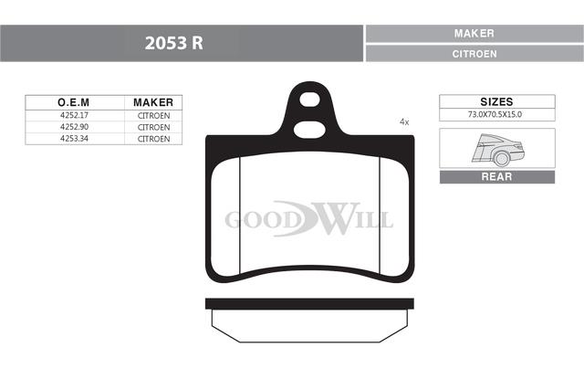 Goodwill 2053 R Тормозные колодки дисковые, комплект 2053R: Отличная цена - Купить в Польше на 2407.PL!