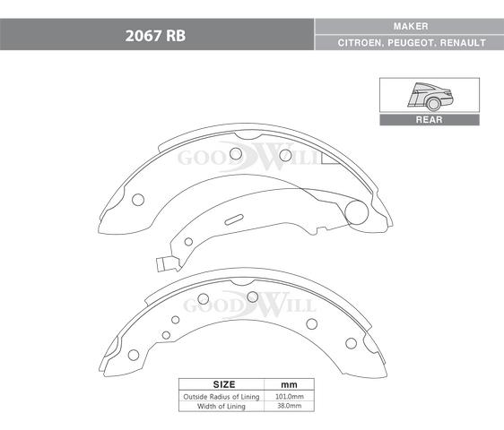 Goodwill 2067 RB Brake shoe set 2067RB: Buy near me at 2407.PL in Poland at an Affordable price!