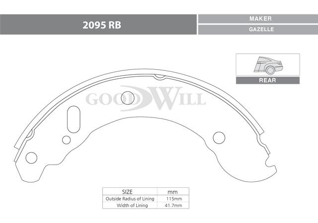 Goodwill 2095 RB Brake shoe set 2095RB: Buy near me in Poland at 2407.PL - Good price!
