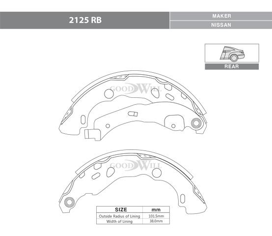 Goodwill 2125 RB Brake shoe set 2125RB: Buy near me at 2407.PL in Poland at an Affordable price!