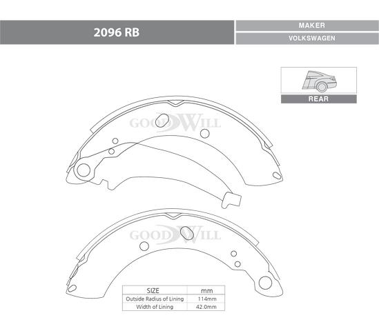 Goodwill 2096 RB Brake shoe set 2096RB: Buy near me in Poland at 2407.PL - Good price!