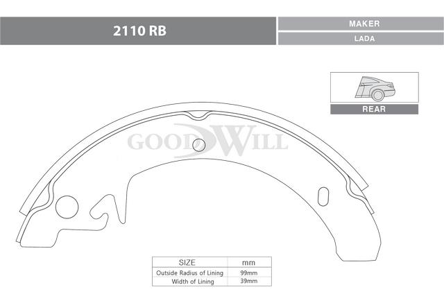 Goodwill 2110 RB Brake shoe set 2110RB: Buy near me in Poland at 2407.PL - Good price!