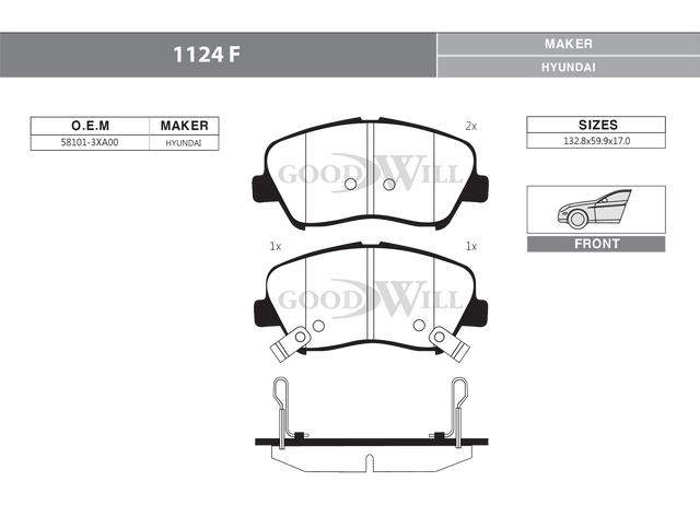Goodwill 1124 F Brake Pad Set, disc brake 1124F: Buy near me at 2407.PL in Poland at an Affordable price!