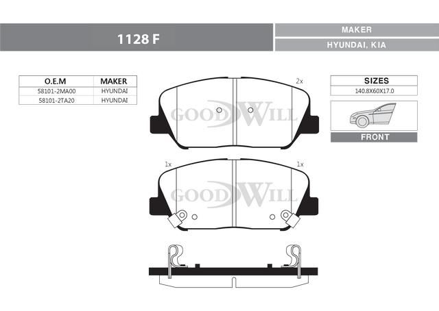 Goodwill 1128 F Brake Pad Set, disc brake 1128F: Buy near me in Poland at 2407.PL - Good price!