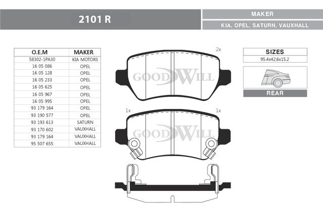 Goodwill 2101 R Brake Pad Set, disc brake 2101R: Buy near me in Poland at 2407.PL - Good price!