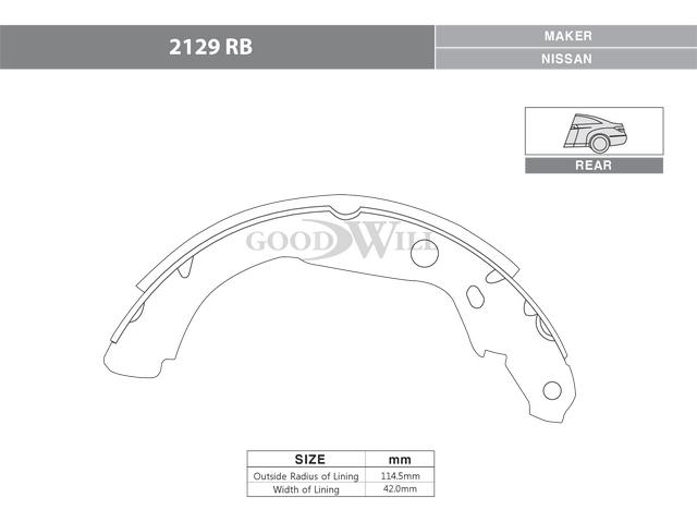 Goodwill 2129RB Brake shoe set 2129RB: Buy near me in Poland at 2407.PL - Good price!