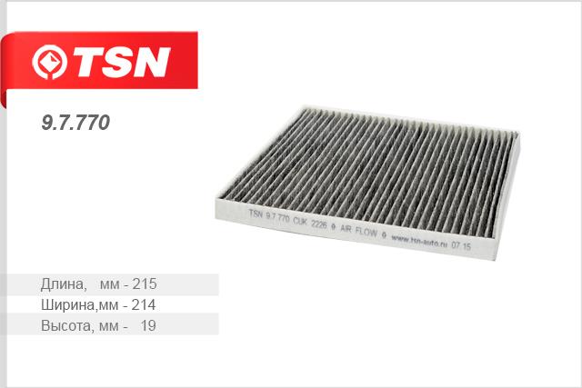 TSN 9.7.770 Activated Carbon Cabin Filter 97770: Buy near me in Poland at 2407.PL - Good price!