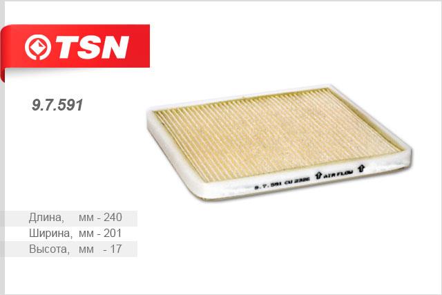 TSN 9.7.591 Filter, interior air 97591: Buy near me in Poland at 2407.PL - Good price!