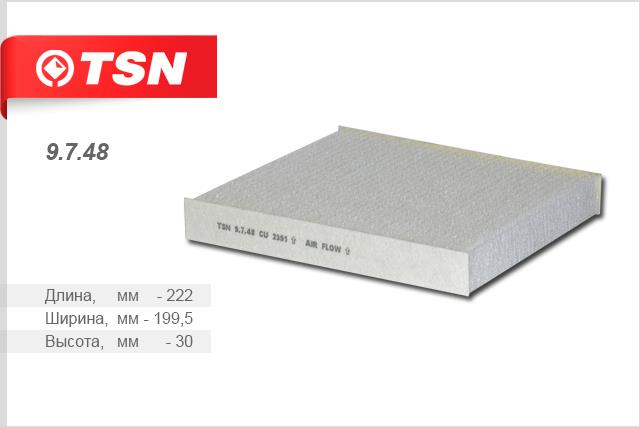 TSN 9.7.48 Filter, interior air 9748: Buy near me in Poland at 2407.PL - Good price!