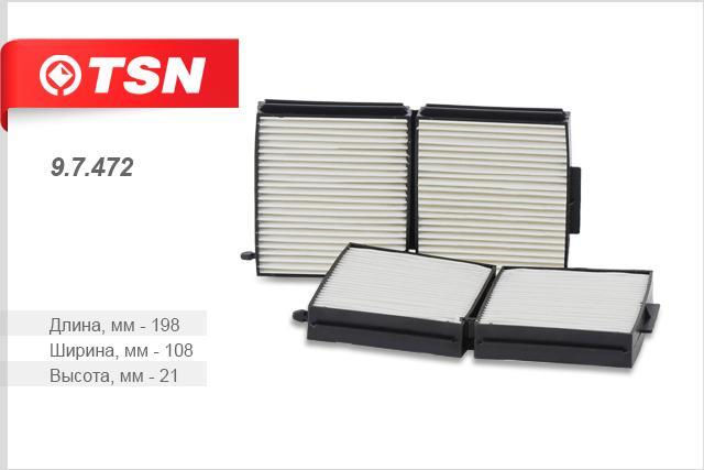 TSN 9.7.472 Filter, interior air 97472: Buy near me in Poland at 2407.PL - Good price!